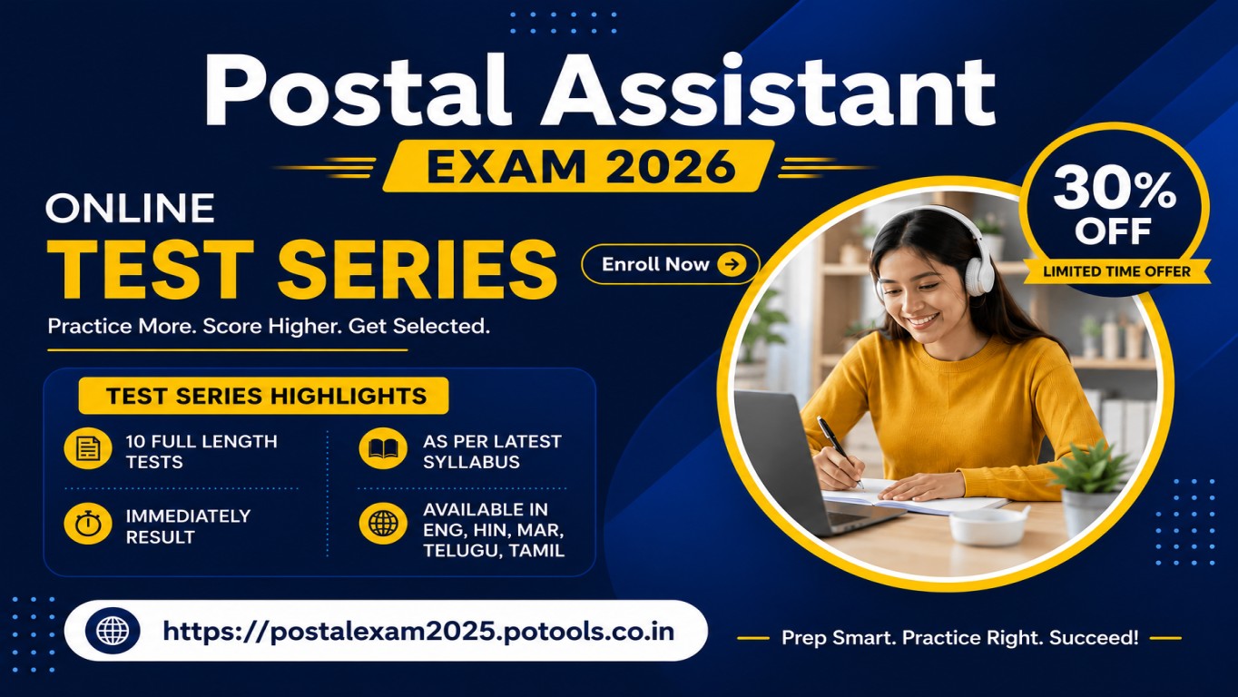 Postal Assistant Exam (Paper 1) Test Series (10 Online Mock Tests)